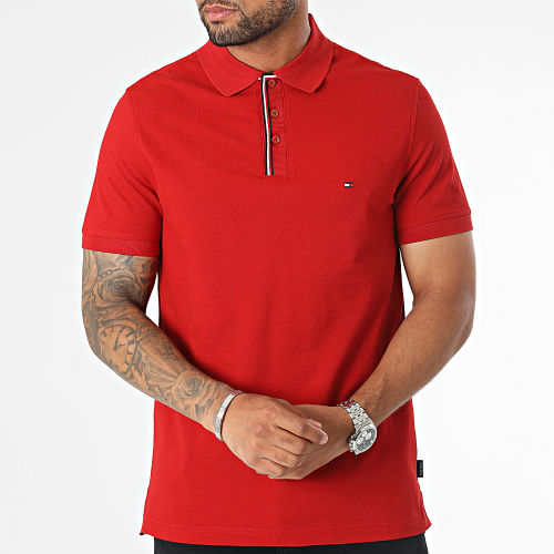 Polo Manches Courtes Placket Tipping 1558 Rouge