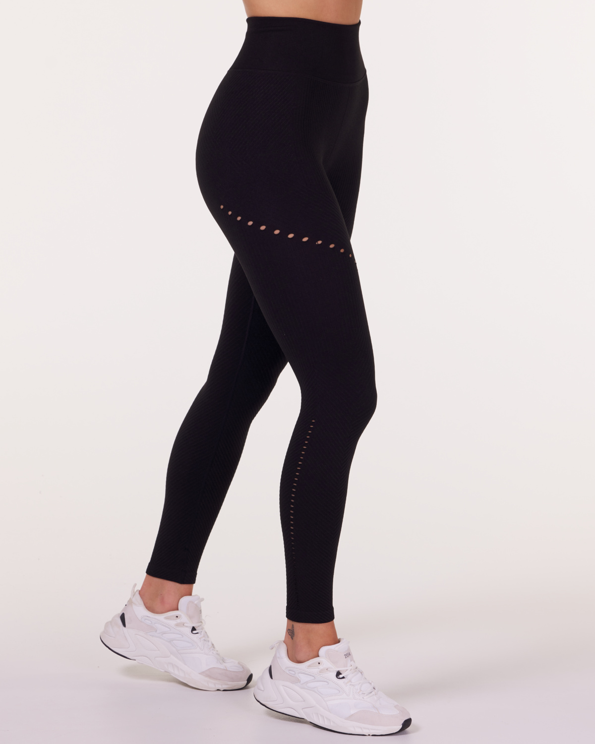 LEVITY Balance Herringbone Seamless Tights Black Marl