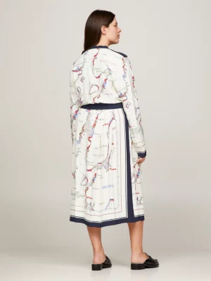 Vestido midi camisa com estampa de lenço