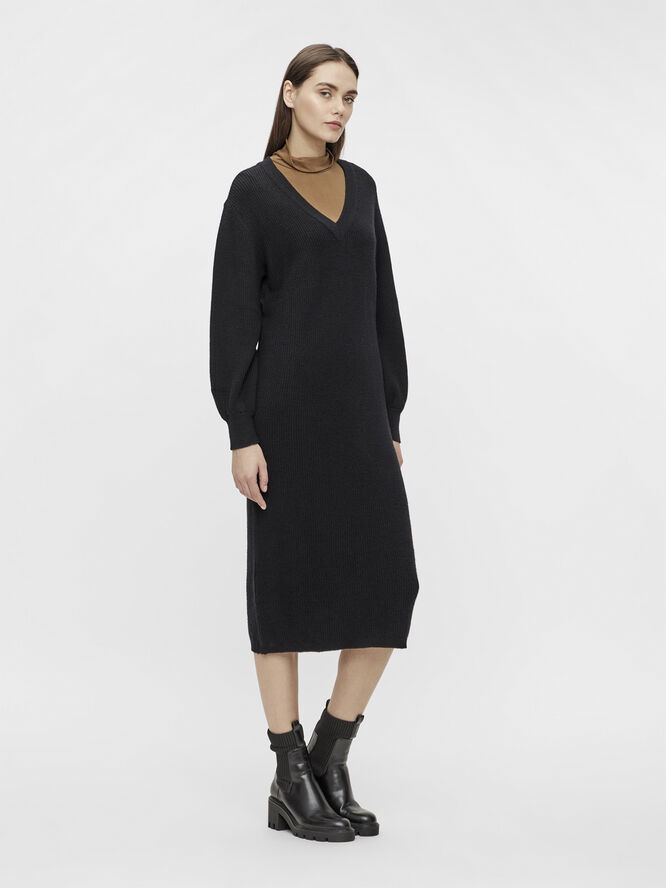 Object OBJMALENA L/S KNIT DRESS NOOS Black