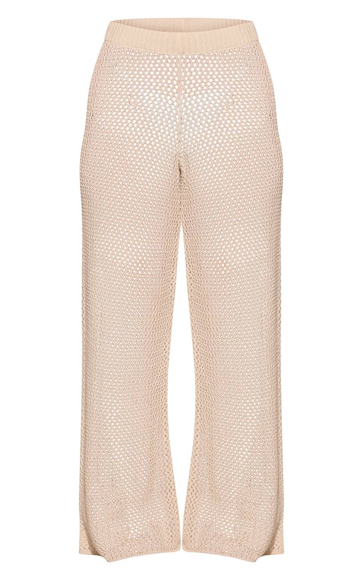 Blanc Pantalon De Plage Droit En Tricot Crochet