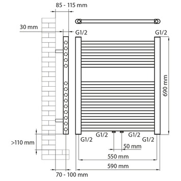 Haceka designradiator Gobi goud structuur 368 Watt 69x59 cm