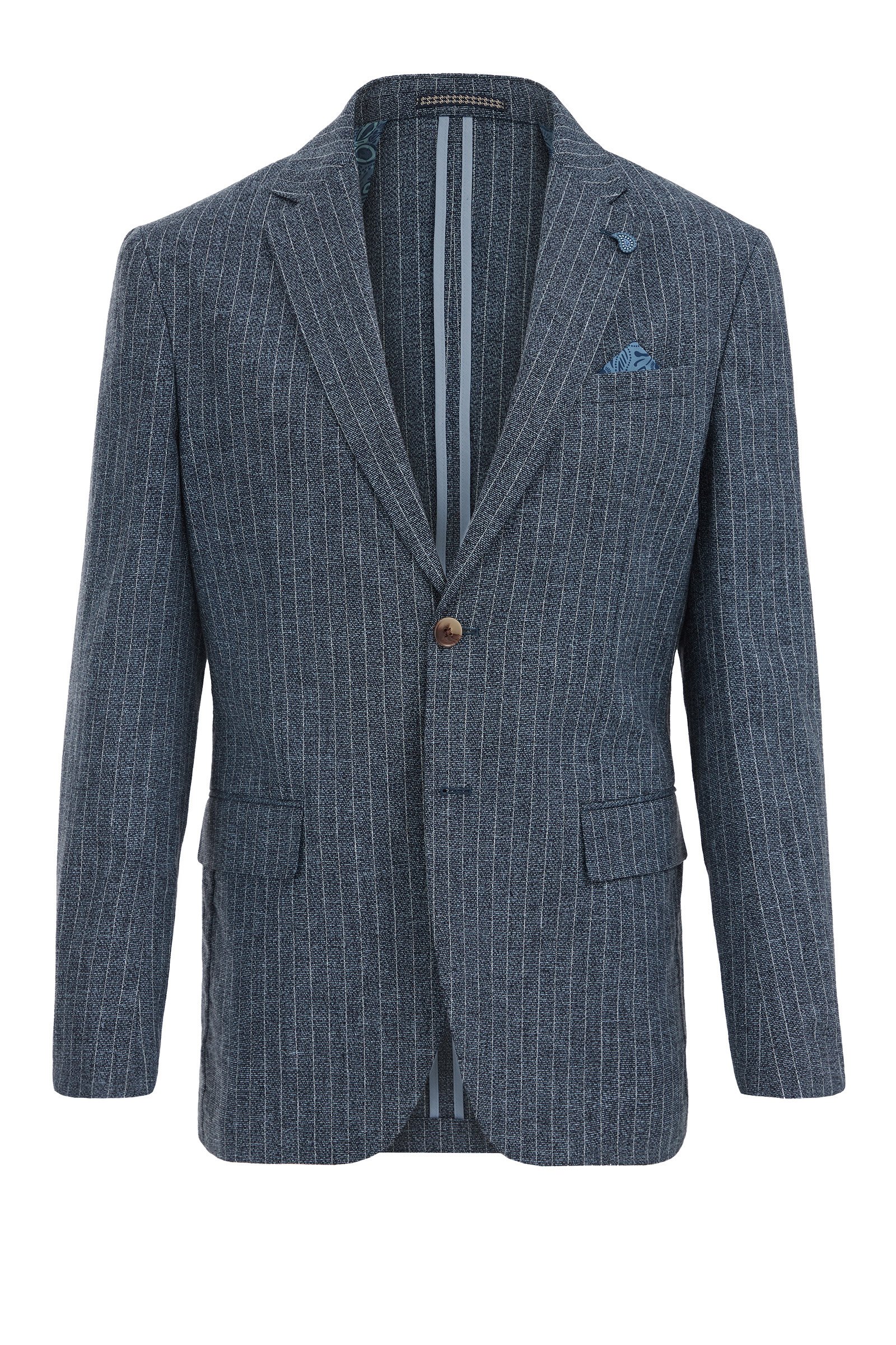 slim fit blazer van een linnenmix WE Fashion Grijsblauw
