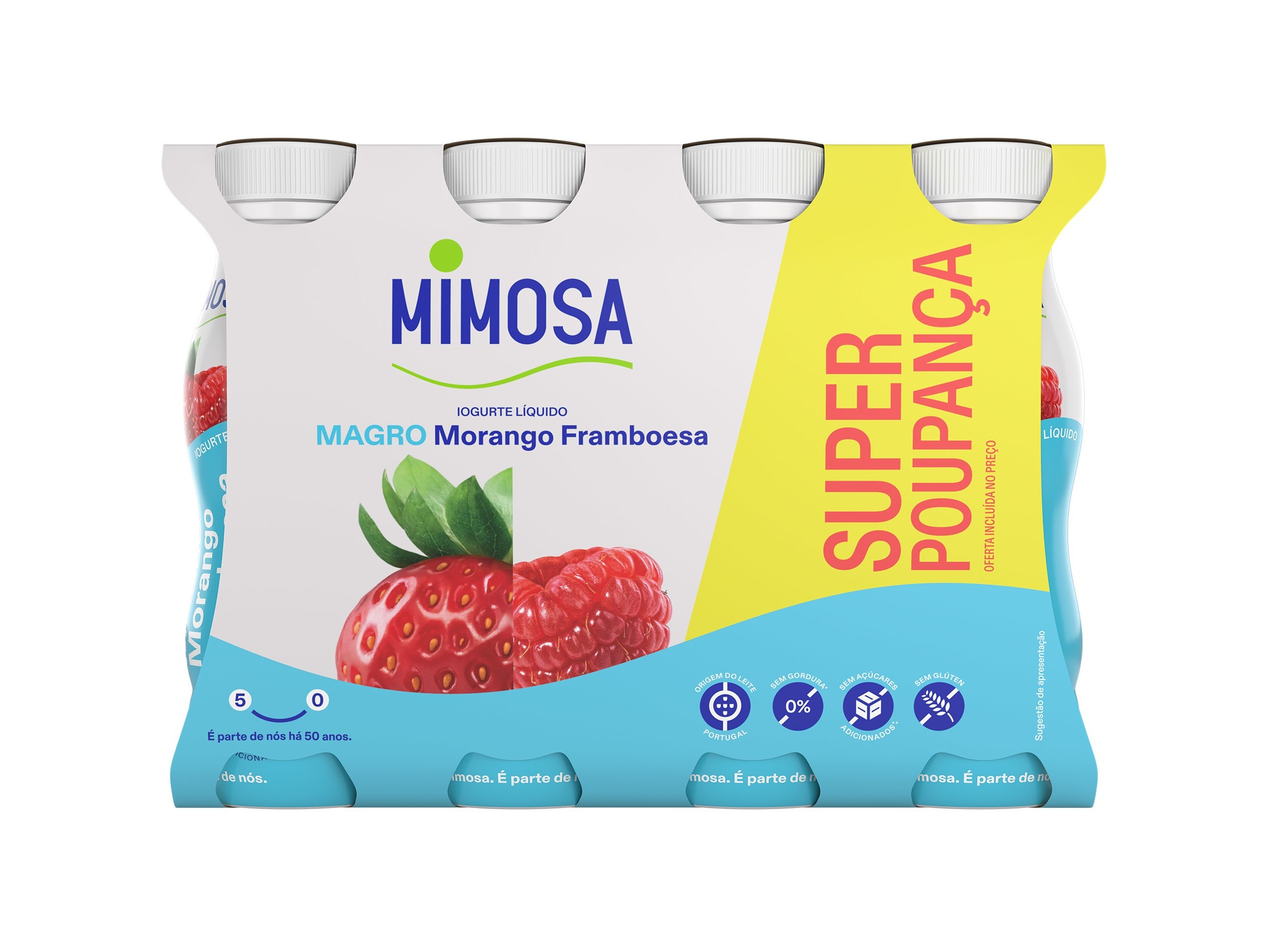 IOGURTE LÍQUIDO MAGRO MIMOSA MORANGO FRAMBOESA PACK POUPANÇA 8X151ML