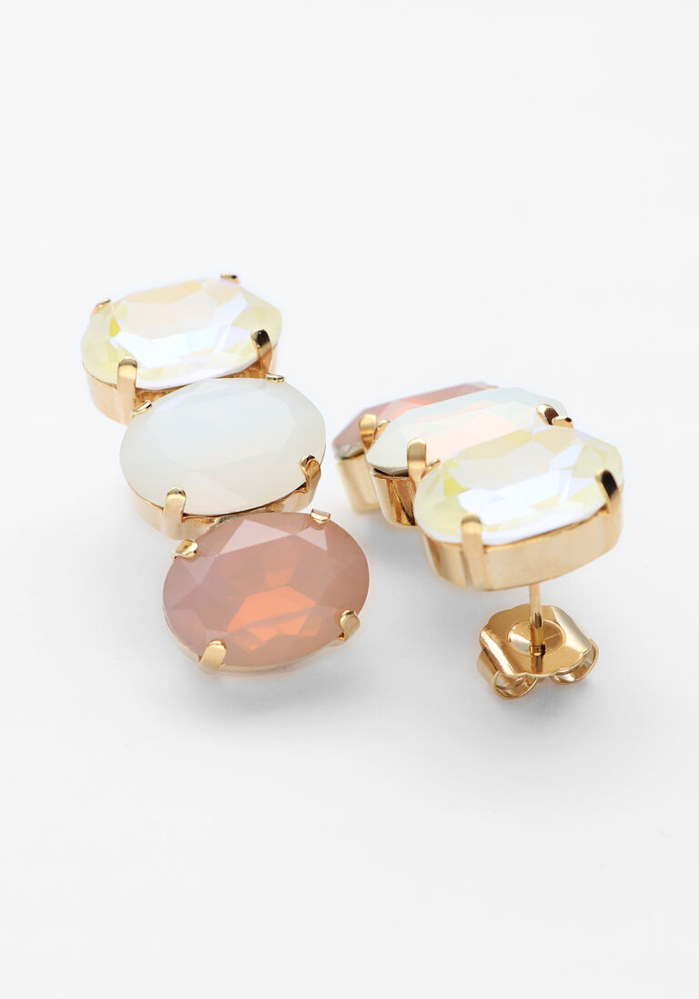multi lott. gioielli oorbellen vertical oval three stones m