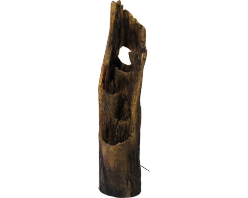 Tuinfontein met LED's in boomstamvorm 34 x 30 x 124,5 cm kunststeen bruin incl. slang en pomp