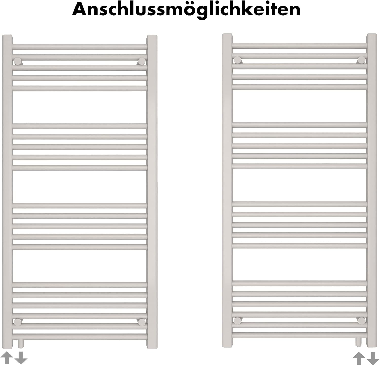 SHV Badheizkörper Pegasus mit Seitenanschluss in glänzendem Weiß - 600 x 1200 mm | Heizkörper für Badezimmer, Handtuchhalter für Wand im Bad, Handtuchheizkörper, Handtuchtrockner aus Stahl