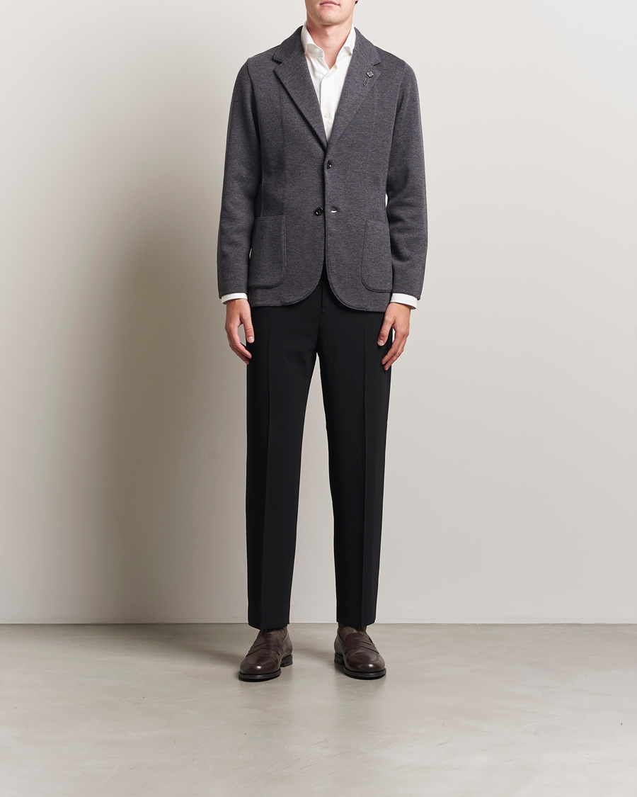Lardini Knitted Wool Blazer Dark Grey