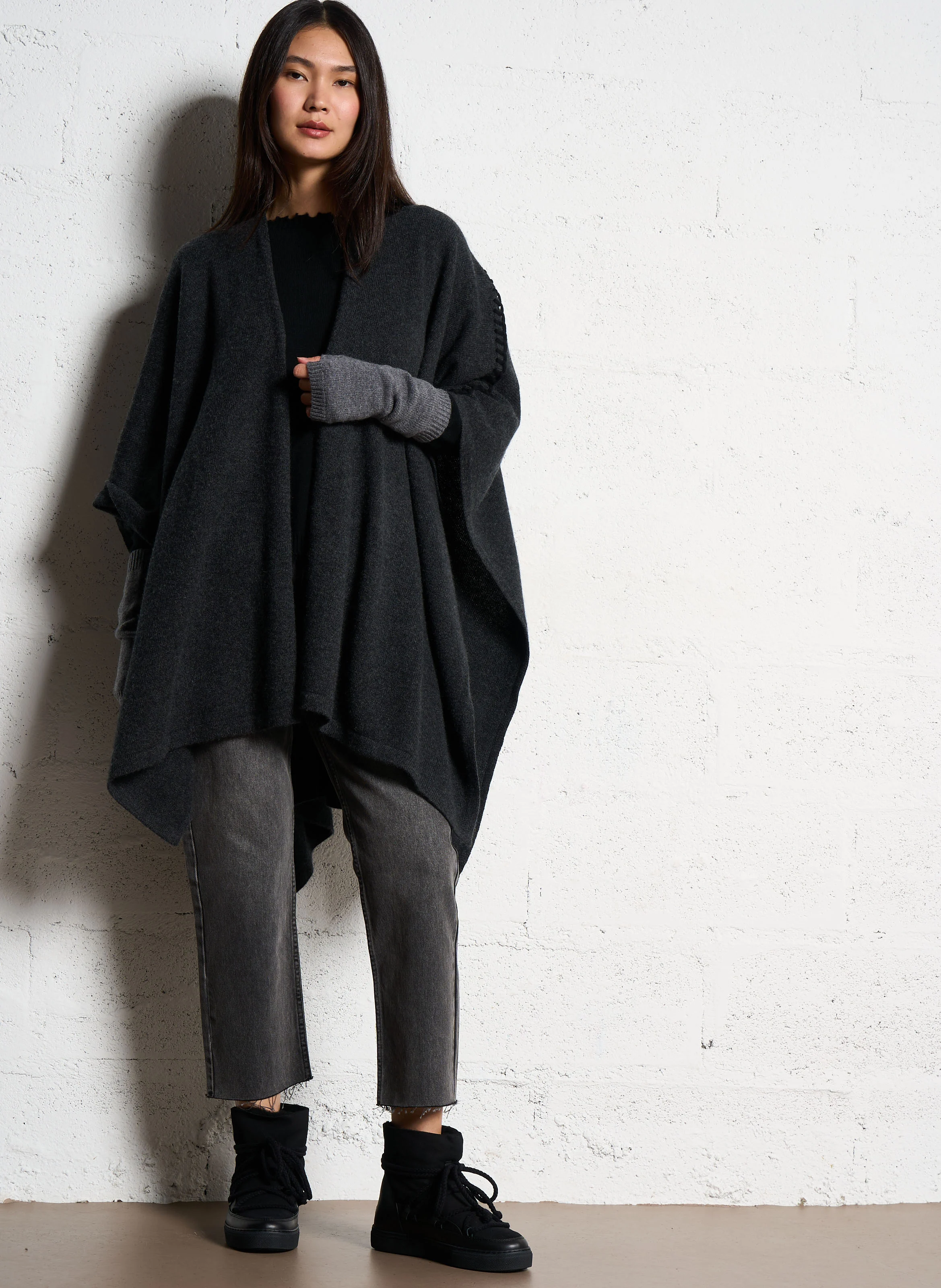 VALYA - Cape en cachemire | Gris