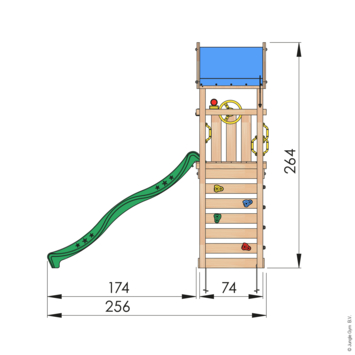 Speeltoestel Jungle Gym Patio douglas met glijbaan donker groen