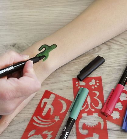 Eberhard Faber Tattoo Filzstifte m. Vorlagen - Kids - 4 Farben