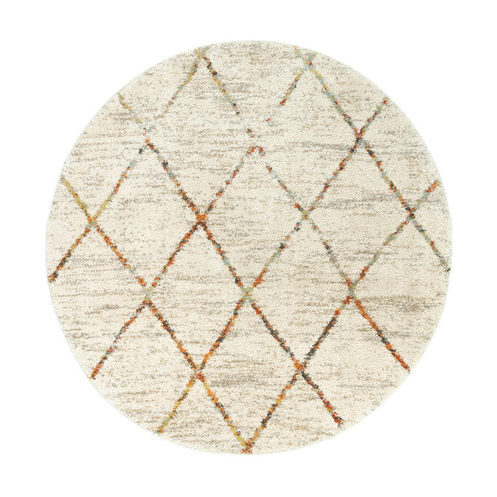 Rond hoogpolig vloerkleed - Blend Lines Terra