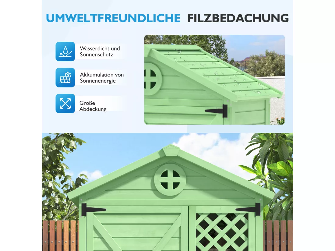 Ensemble Abri de jardin + armoire de jardin en bois massif - toit pente résistant aux intempéries - Gris