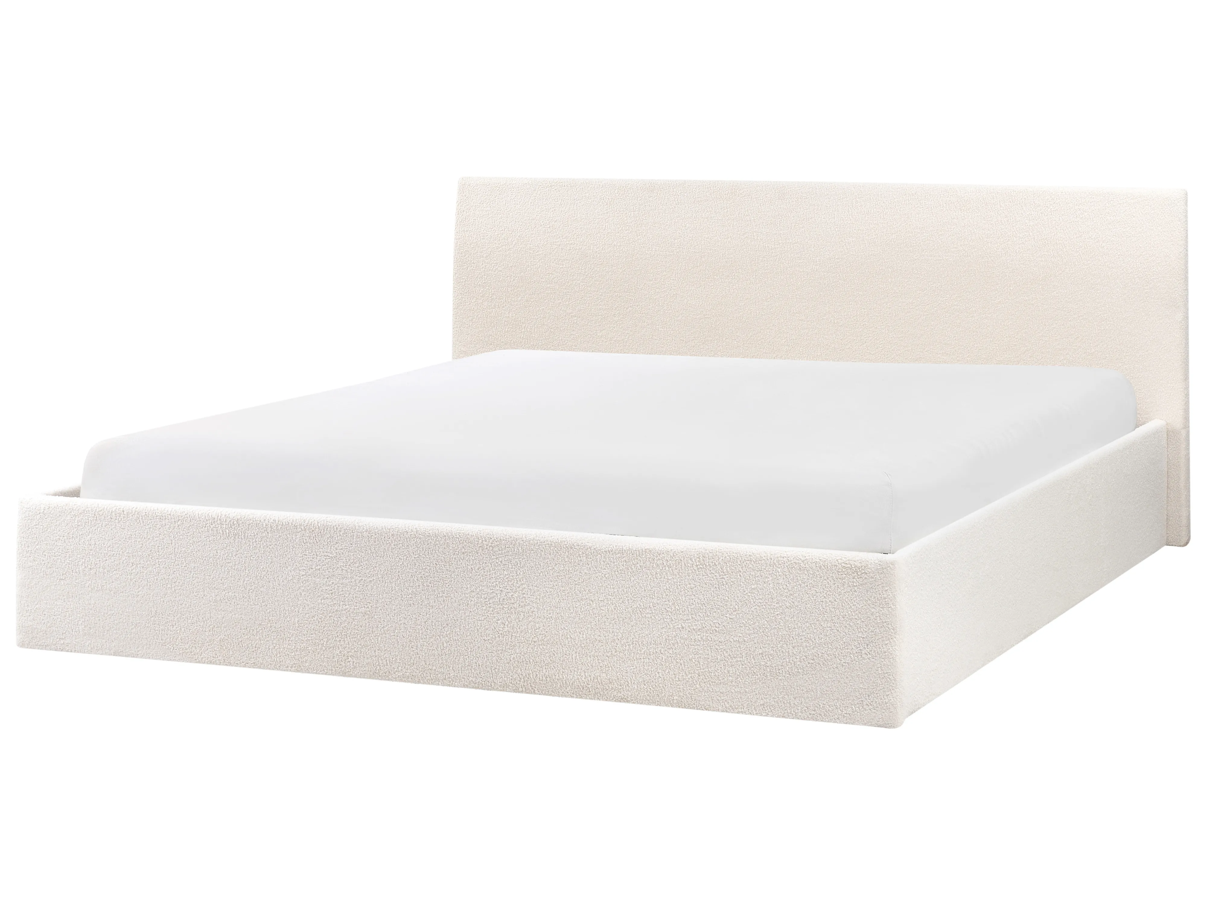 Bed met opbergruimte Bouclé ORBEY 180 x 200 cm Gebroken wit