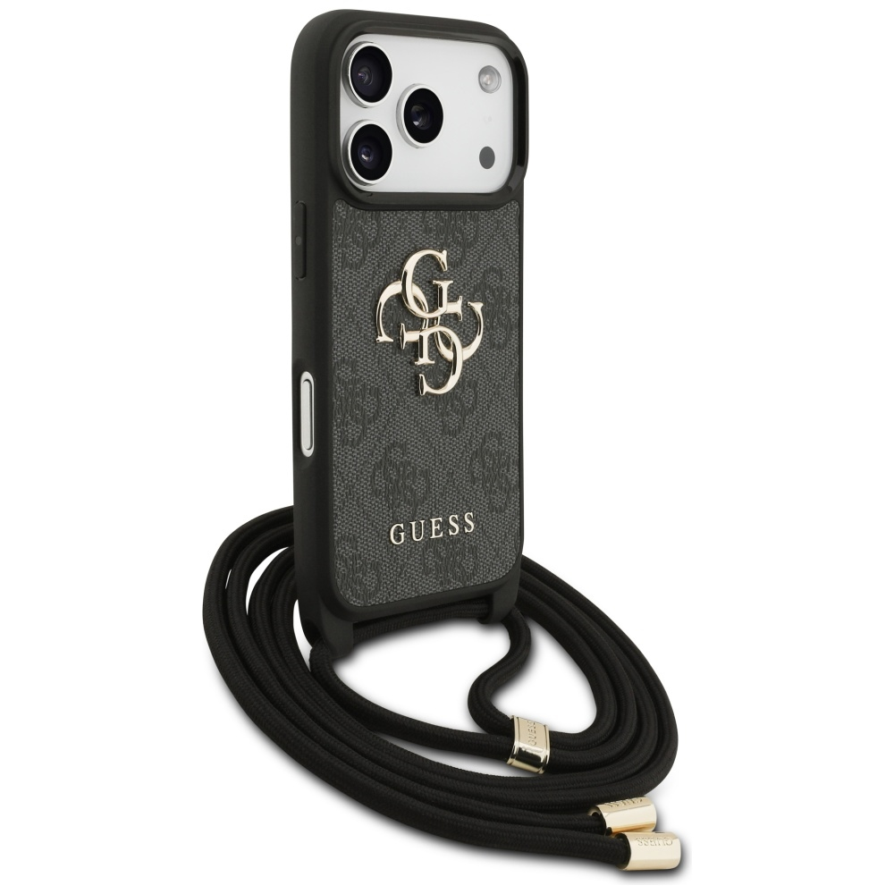 (130cm) iPhone 17 Pro Necklace Hardcase Hülle Crossbody 4G Big Logo Cord Strap   Handykette (GUHCP17LP4GMGCRK) - Schwarz