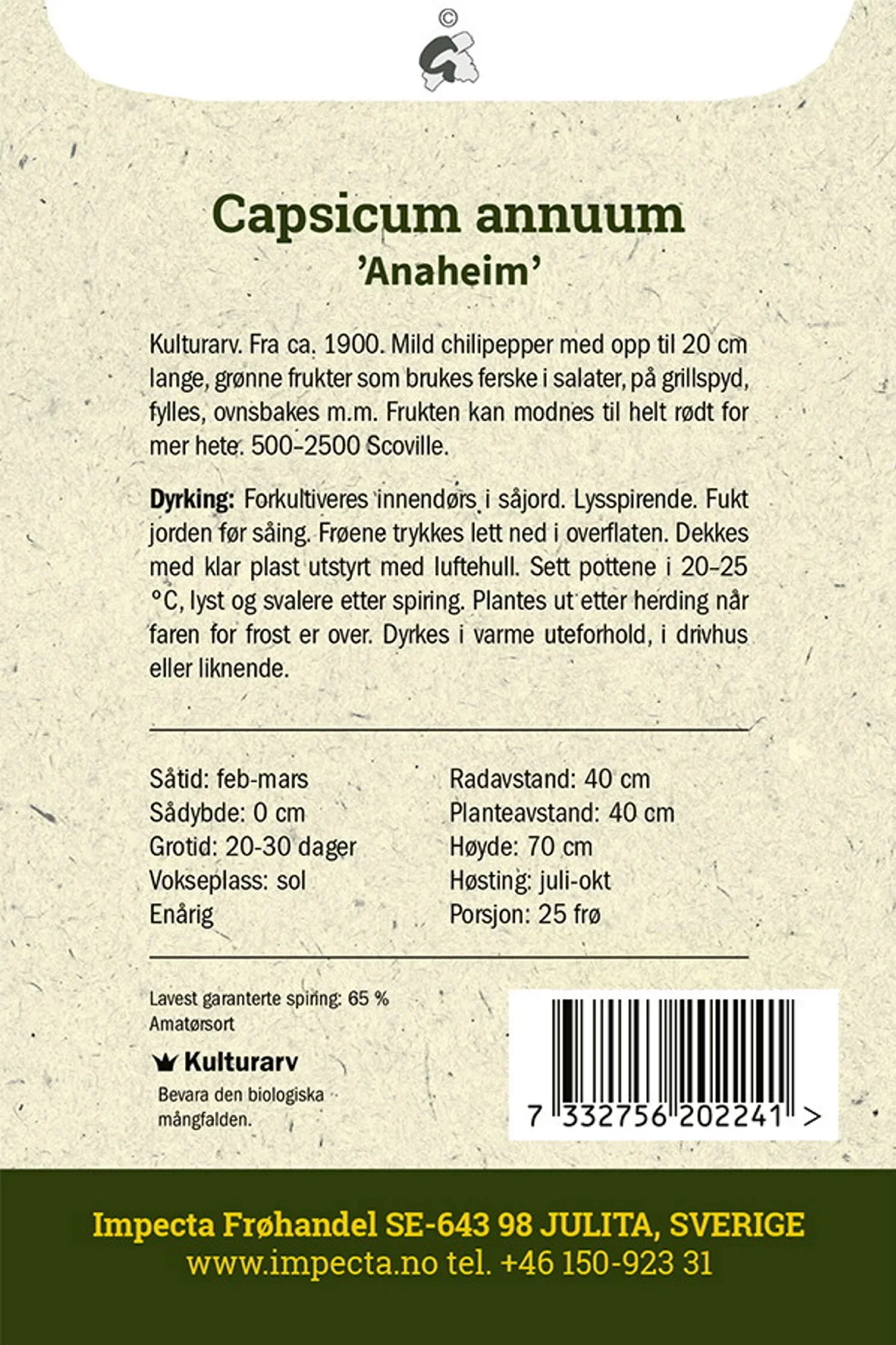 Capsicum annuum 'Anaheim Chili' Chilipepper 'Anaheim Chili'