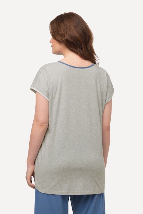 Pyjama-T-Shirt, Paspel, Rundhals, Halbarm, Biobaumwolle