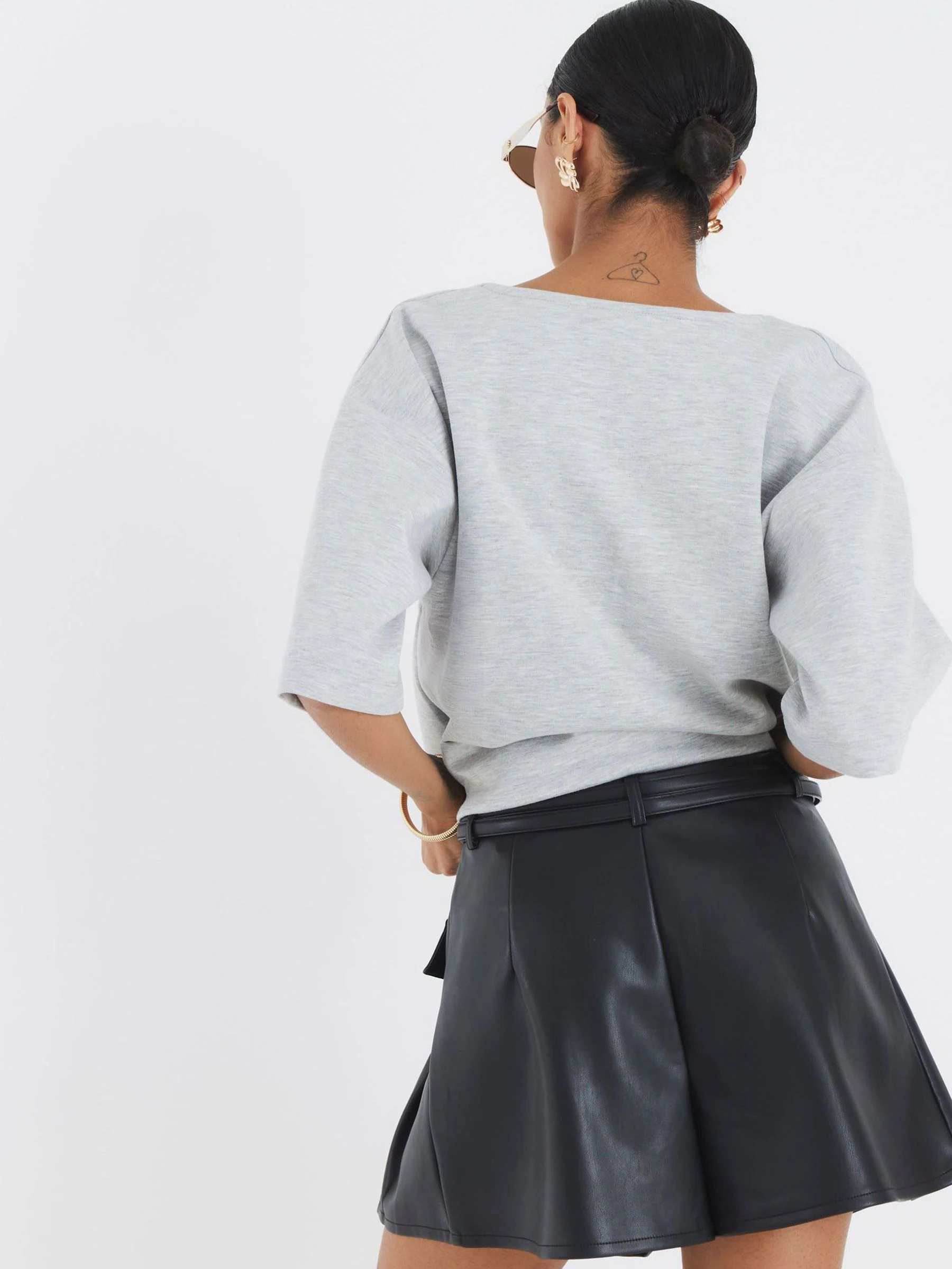 River Island Belted Flippy Faux Leather Shorts