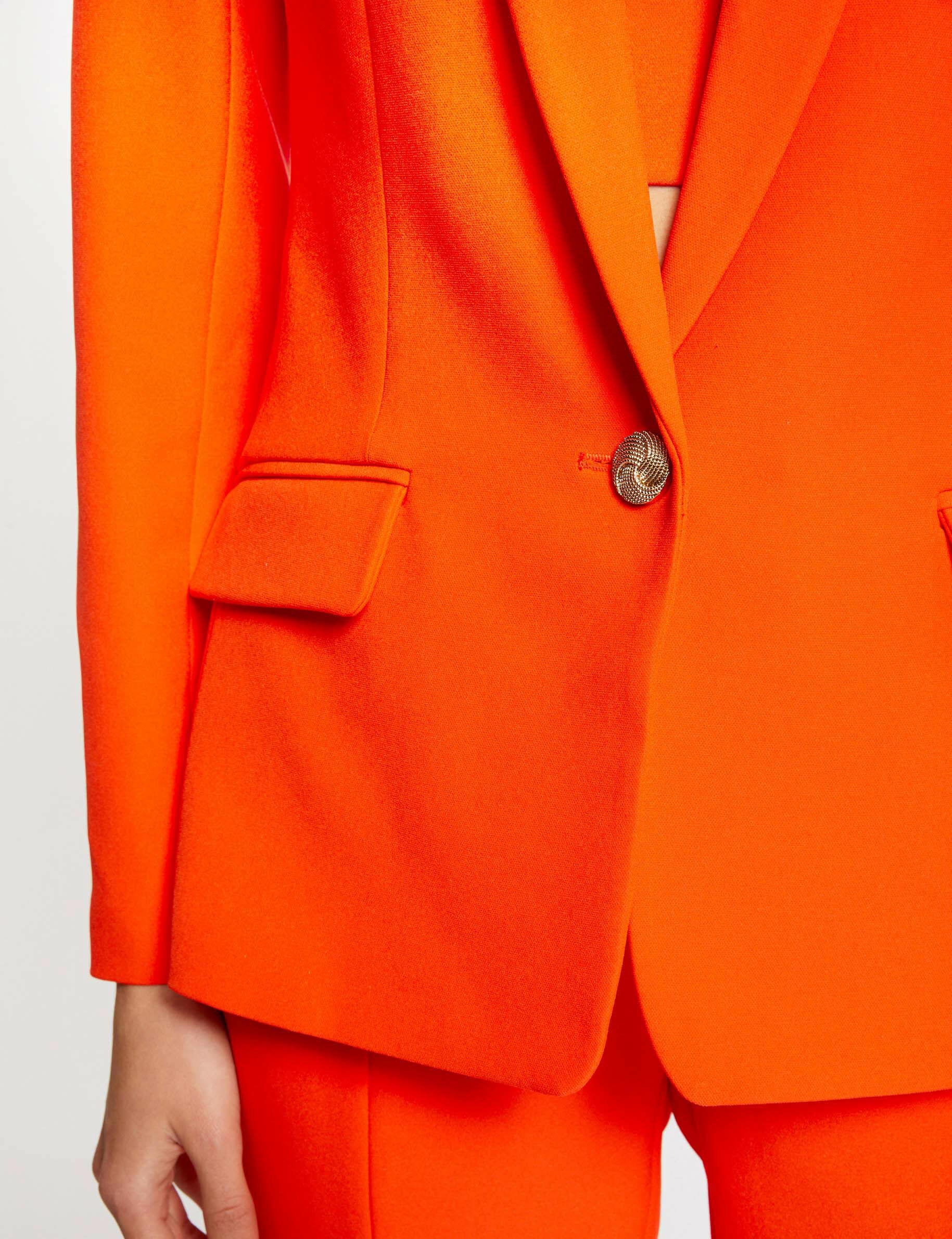 Veste tailleur droite avec col châle orange femme - orange