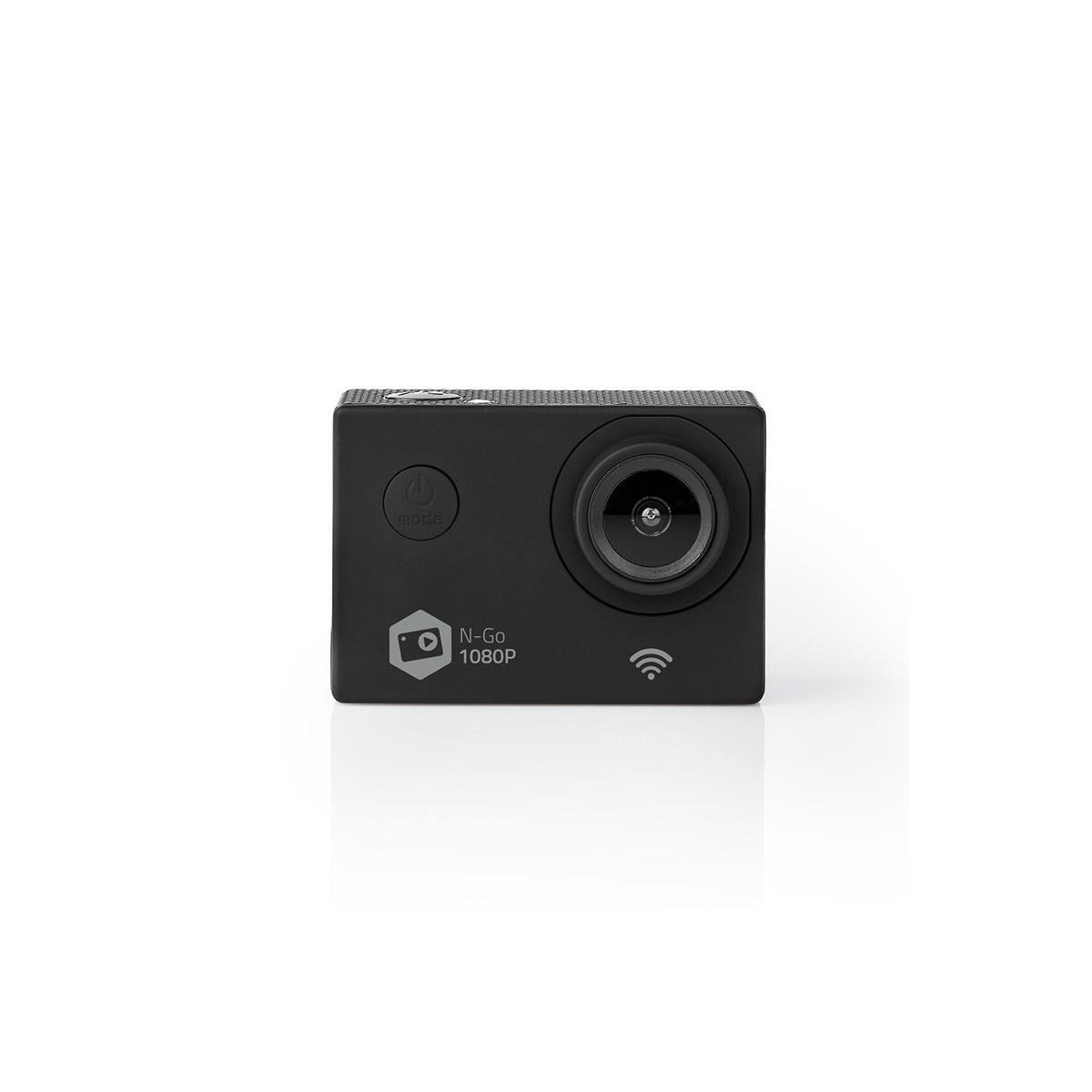 Nedis handling Cam | 1 Skjerm | 1080p@30fps | 12 MPixel | Vanntett opptil: 30.0 m | 90 min | Wi-Fi | App tilgjengelig for: Android™ / IOS | Montering inkludert | Sort