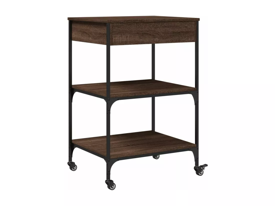 Chariot de cuisine chêne marron 60x48x89,5 cm bois d'ingénierie