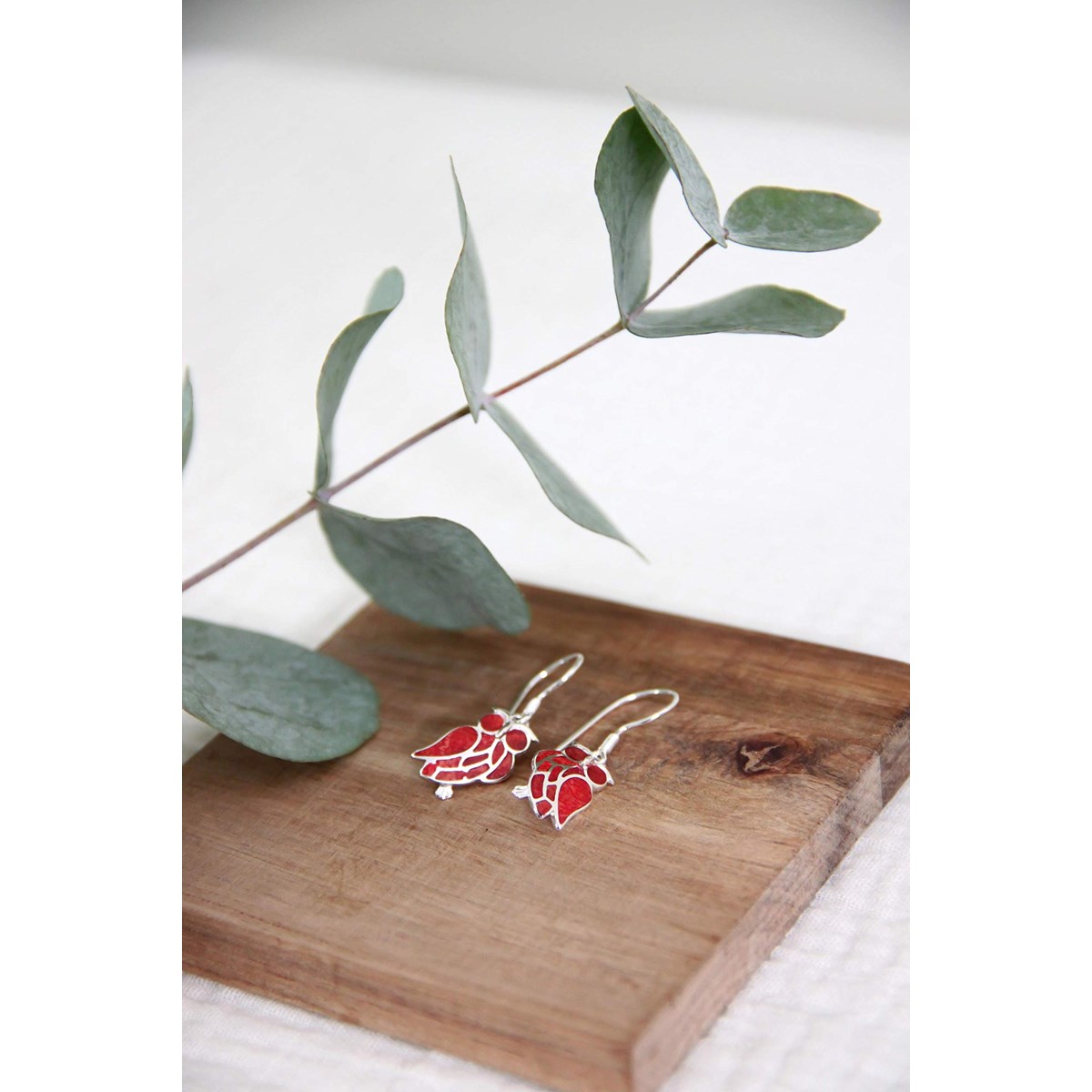 Boucles d'oreilles hibou en corail et Argent massif 925 millièmes - Bijoux de qualité supérieure  | Aden