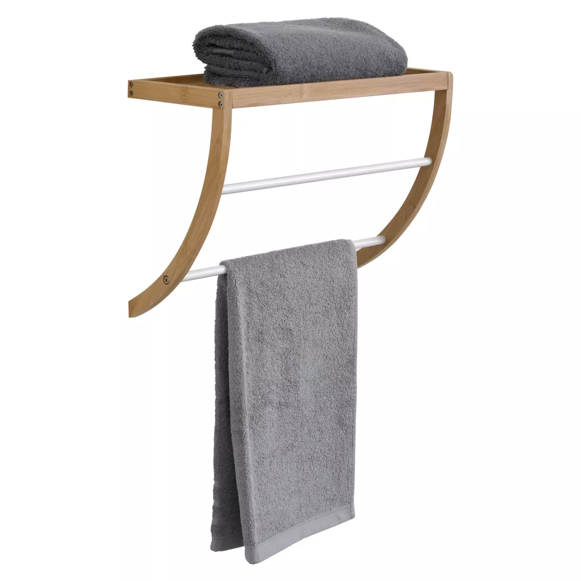 Porte serviette mural (45 x H34 cm) Bambou Blanc