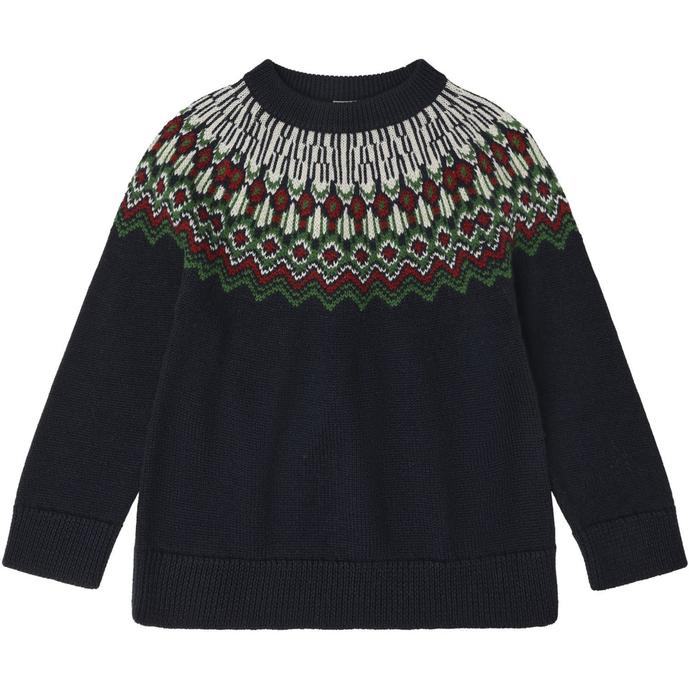 Køb FUB Dark Navy Fair Isle Sweater