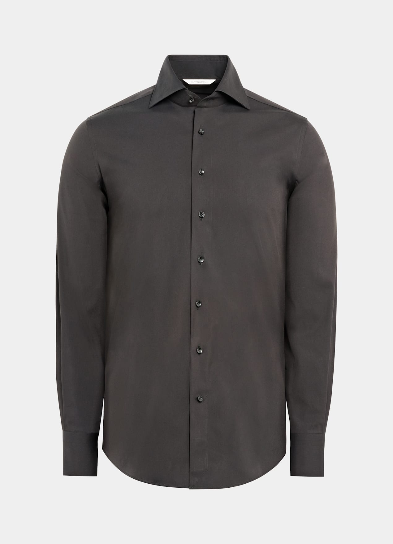 Chemise coupe très ajustée en popeline marron foncé
