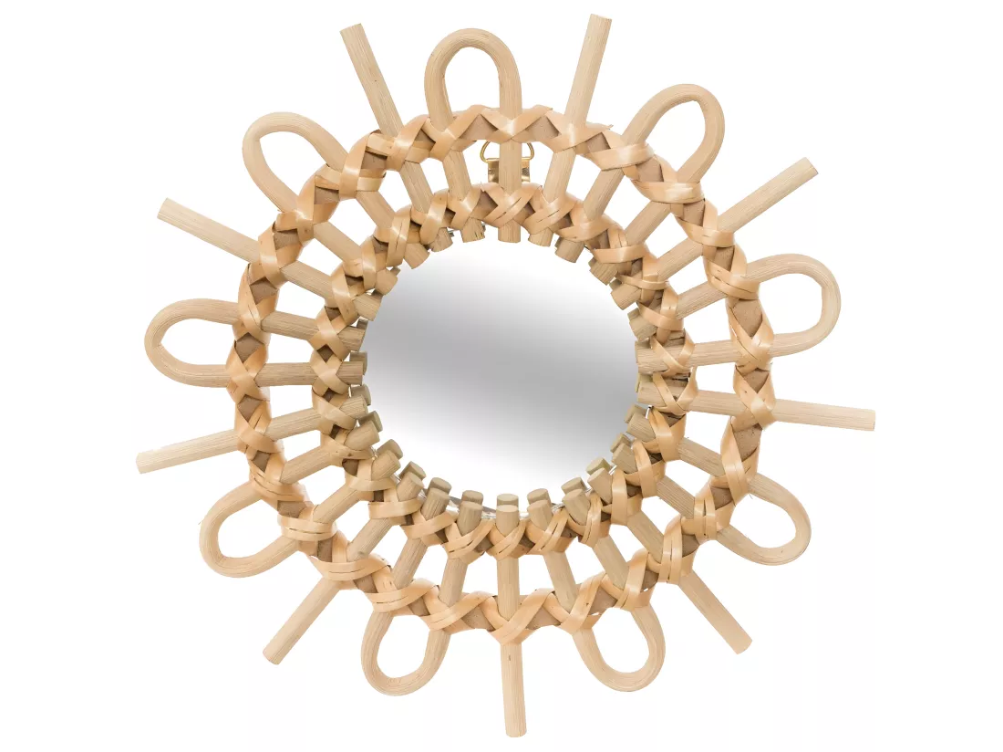 Lot de 3 Miroirs Soleil en Rotin D 28 cm