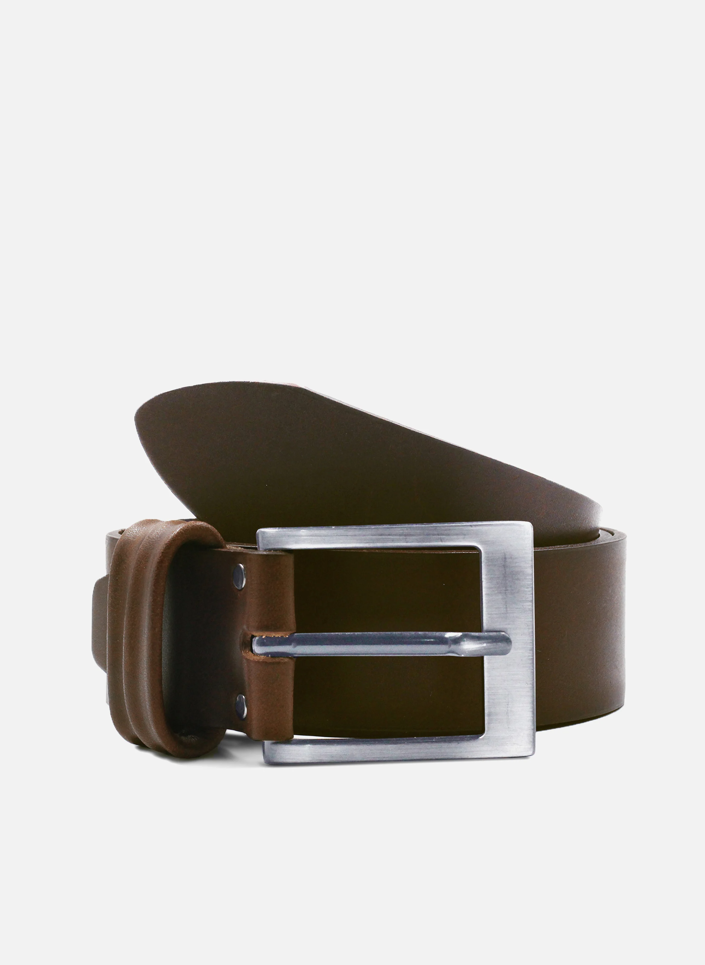 Ceinture casual cuir lisse | Marron