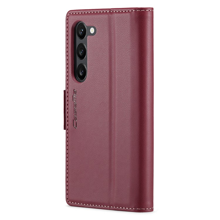 Samsung Galaxy S24  Plus Leder Tasche Flip Wallet Etui mit Kartenfächern Litchi Look (RFID Schutz) - Rot