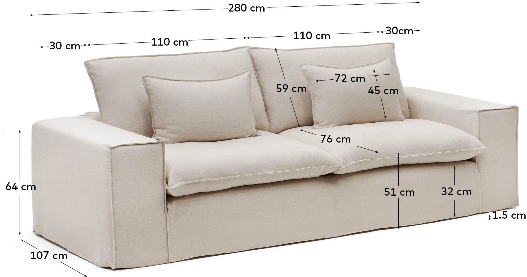 Kave Home Anarela Beige 3-Zitsbank