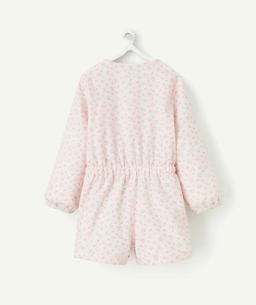 COMBINAISON BÉBÉ FILLE EN COTON BIO ROSE AVEC IMPRIMÉ FLEURI
