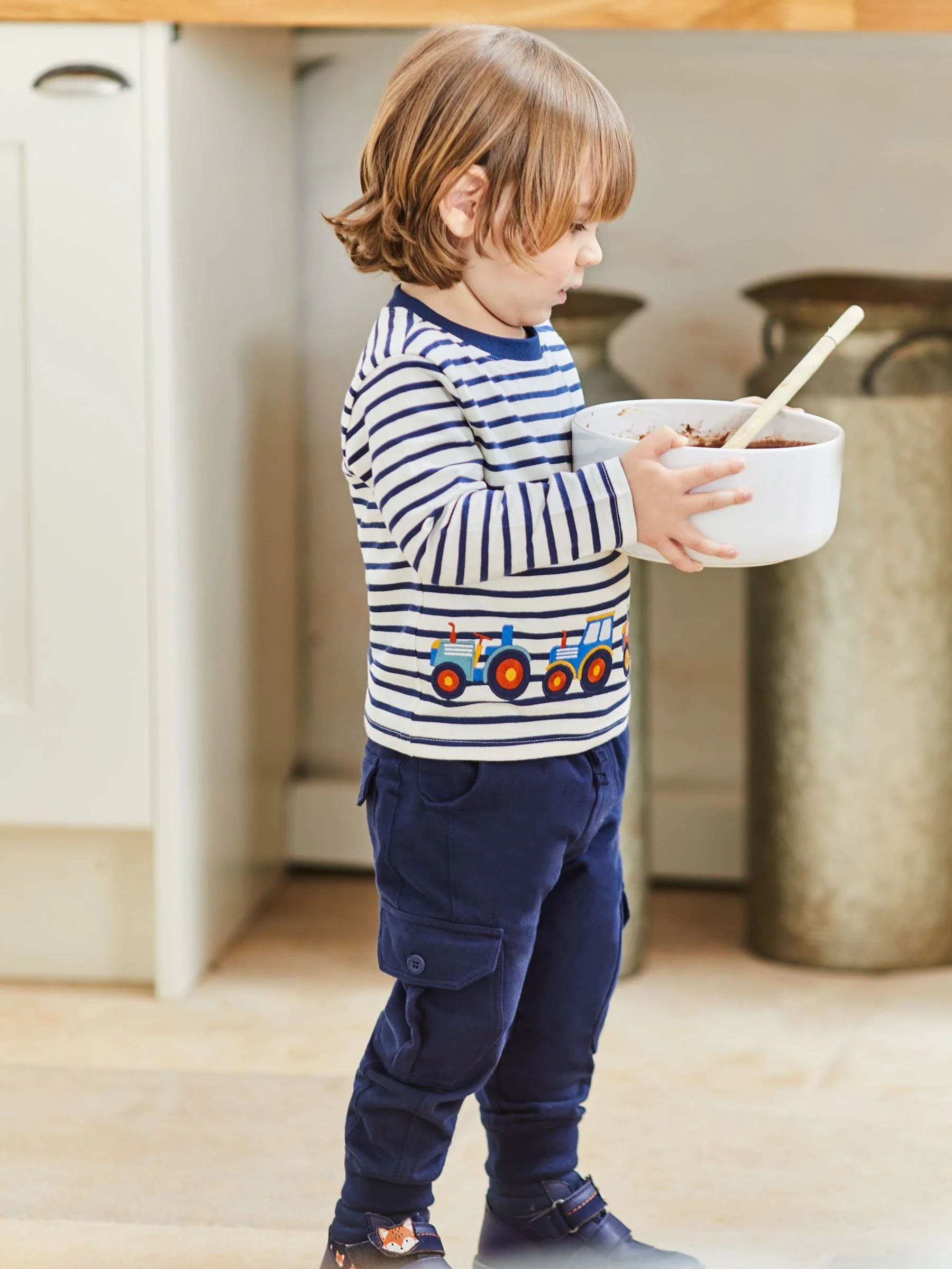 Marineblauw en kakigroen - JoJo Maman Bébé Cargo 100% Cotton Joggers 2 Pack
