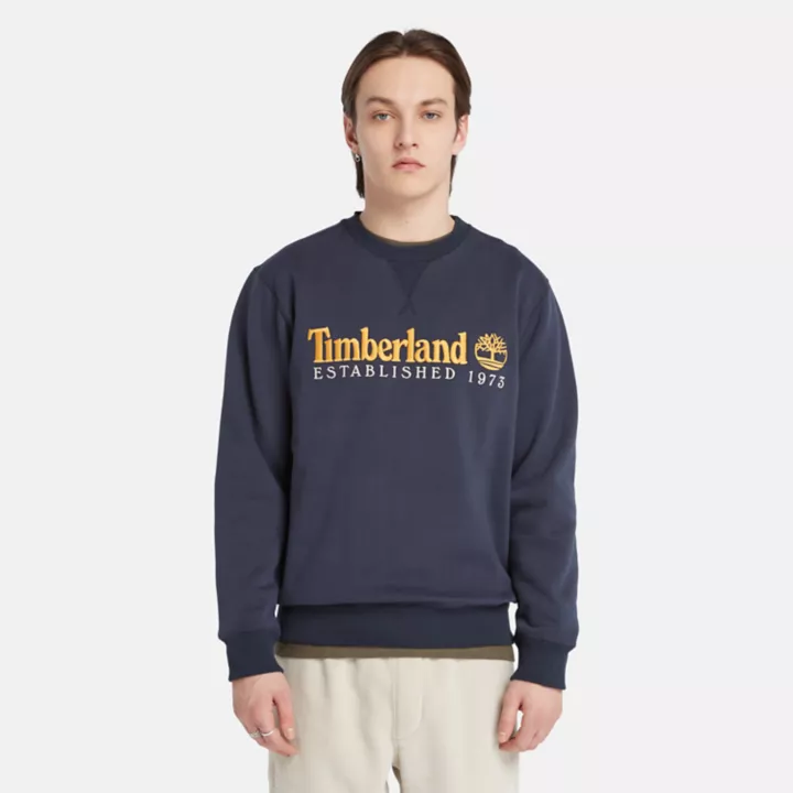 Sweat-shirt à col rond avec logo Est. 1973 pour homme en bleu marine