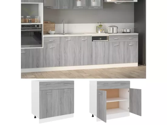Armoire de plancher à tiroir Sonoma gris 80x46x81,5 cm