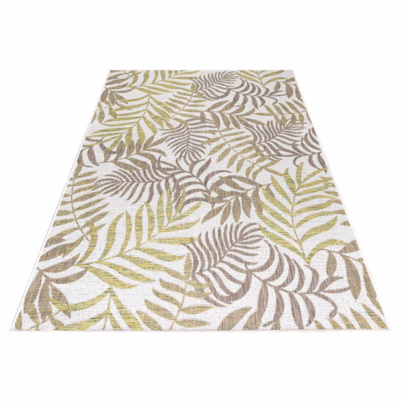 In Outdoor Teppich Beige, Vintage Design, Flachgewebe, Wetterfest