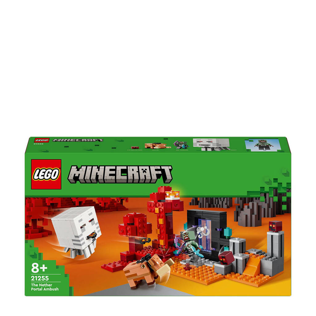 Lego Minecraft Ambush bij het Nether-portaalHinderlaag bij het Nether-portaal Actie Speelgoed voor Kinderen 21255