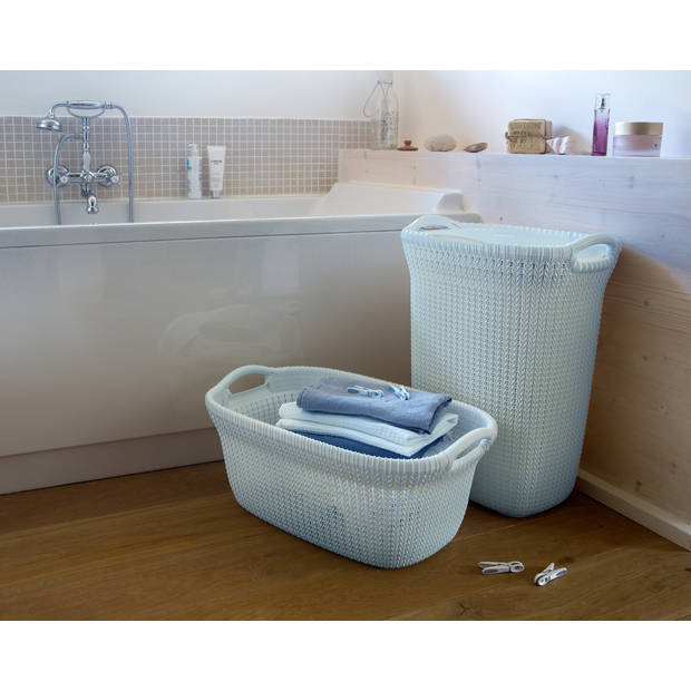 Curver Knit Wasmand met deksel - 57L - Misty Blue