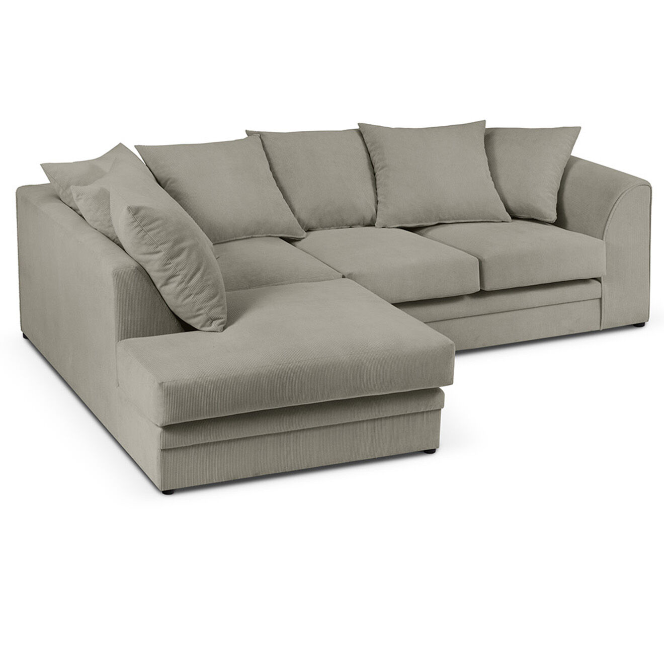 Mazzini Sofas Canapé d'angle Gauche Quince Velours côtelé 4 Places gris clair - 221x171x80 cm
