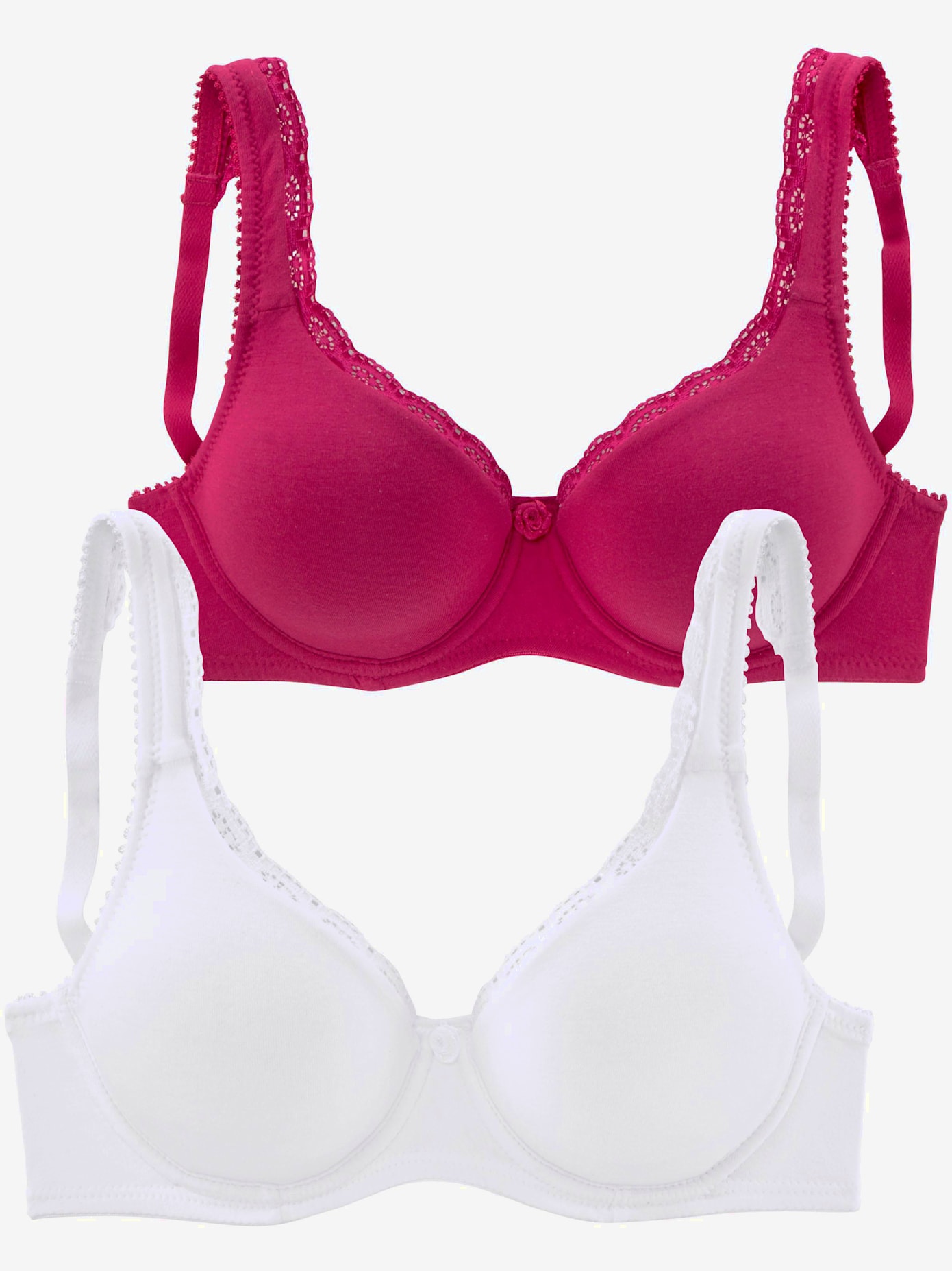 Soutien-gorge spécial t-shirt soutien-gorge basique avec bord dentelle décoratif sur les bonnets et les bretelles
