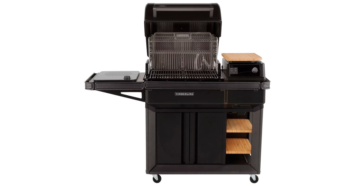 TraegerTimberline Pellet Grill barbecue  (Zwart, WiFIRE, touchscreen, inductiekookplaat aan zijkant)