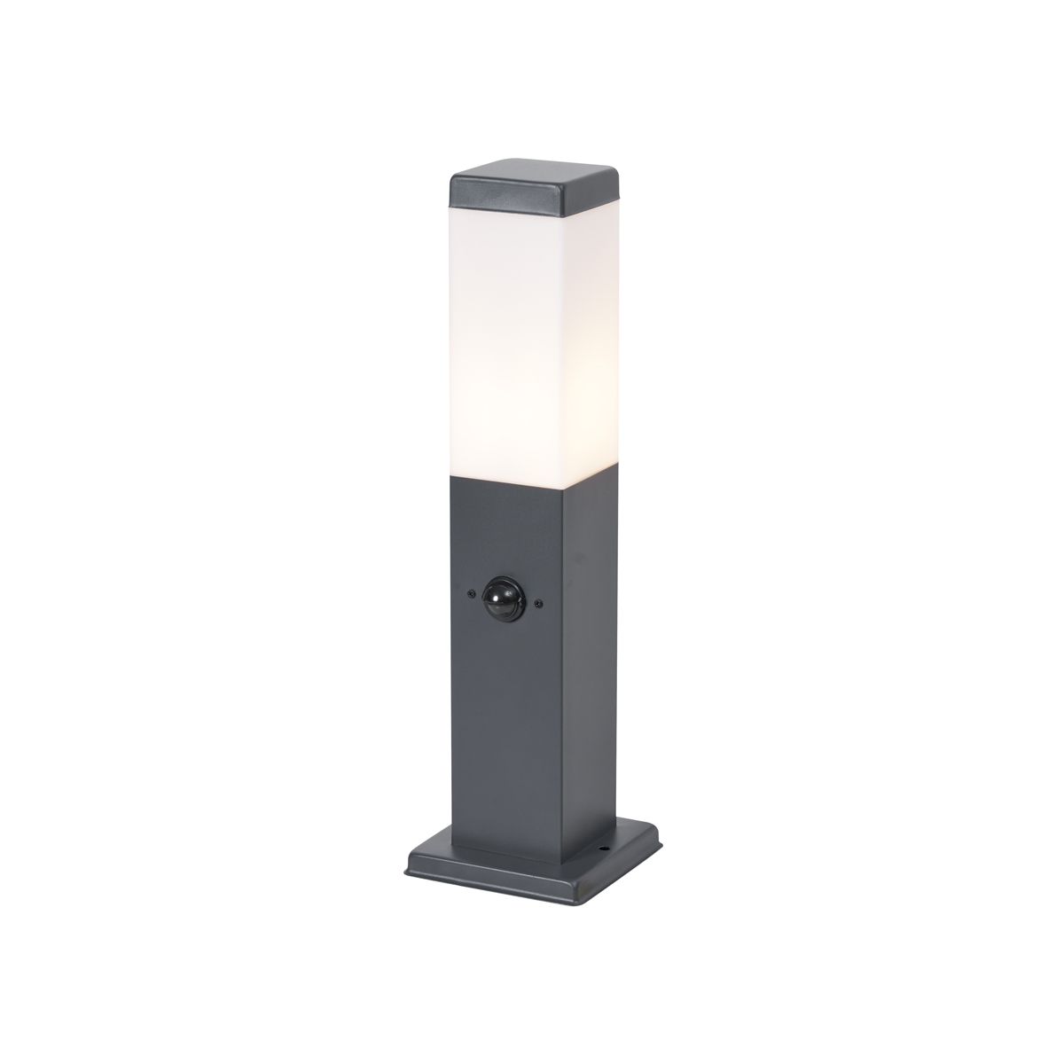 Buitenlamp donkergrijs met opaal glas 45cm IP44 met stopcontact en bewegingssensor - Malios