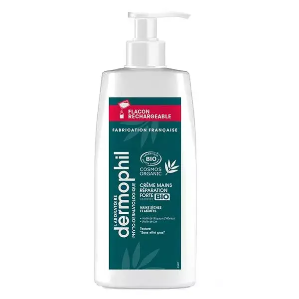 Creme para Mãos Orgânico Dermophil em Frasco com Bomba Dosadora, Reparação Intensa, 200ml