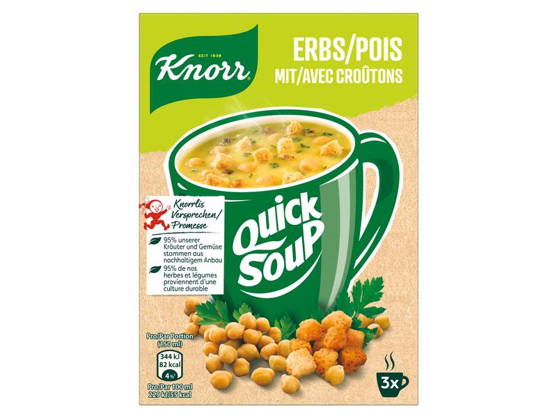 Knorr Quick Soup Erbs mit Croûtons 3 Portionen Erbsensuppe mit Croûtons