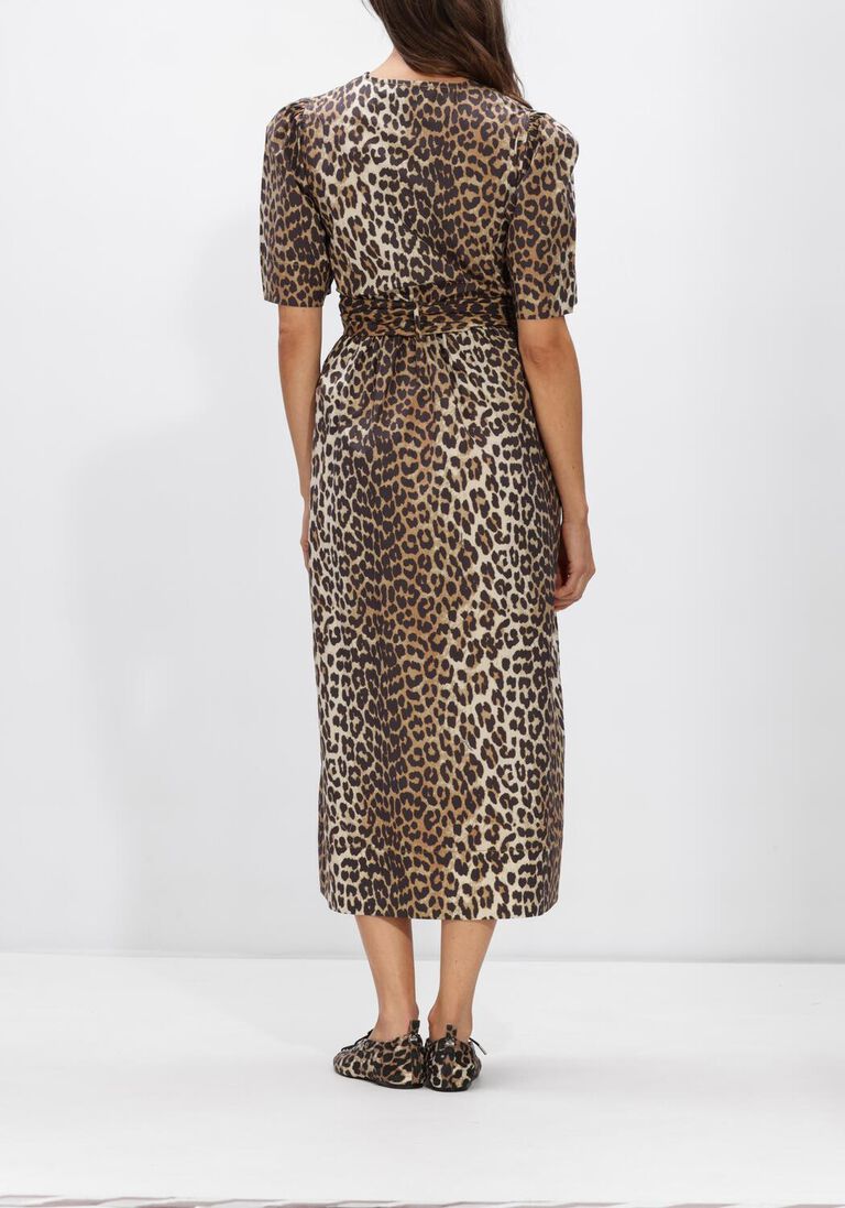 multi ganni maxi jurk printed cotton tie strap midi dress