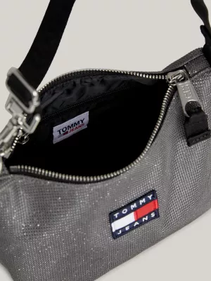 Bolsa de ombro com textura metálica