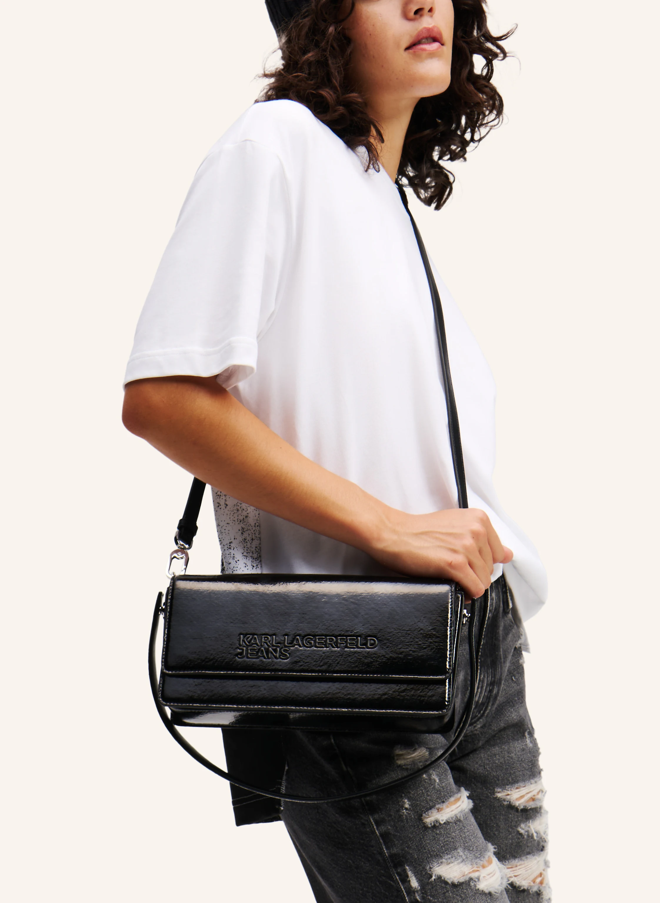 KARL LAGERFELD JEANS FAUX-LEATHER CROSSBODY BAG