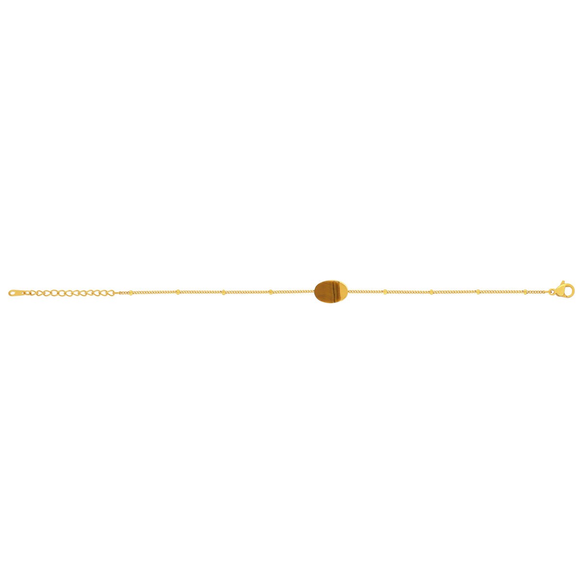 Bracelet acier doré pierre oeil de tigre 19 cm